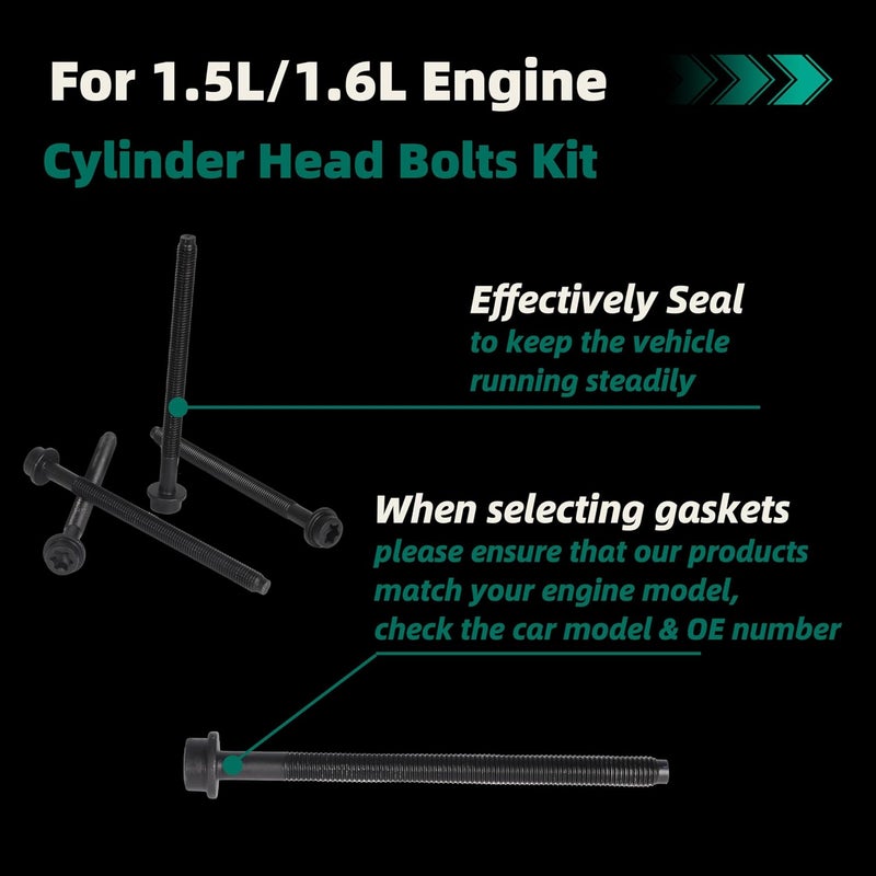 Riyhch HBK4312 Cylinder Head Bolt Kit Fits for Ford Fusion Escape Fiesta 1.5L 1.6L L4 16V DOHC 1499cc 2011-2020 ES 72797 （10 pcs） - Image 4